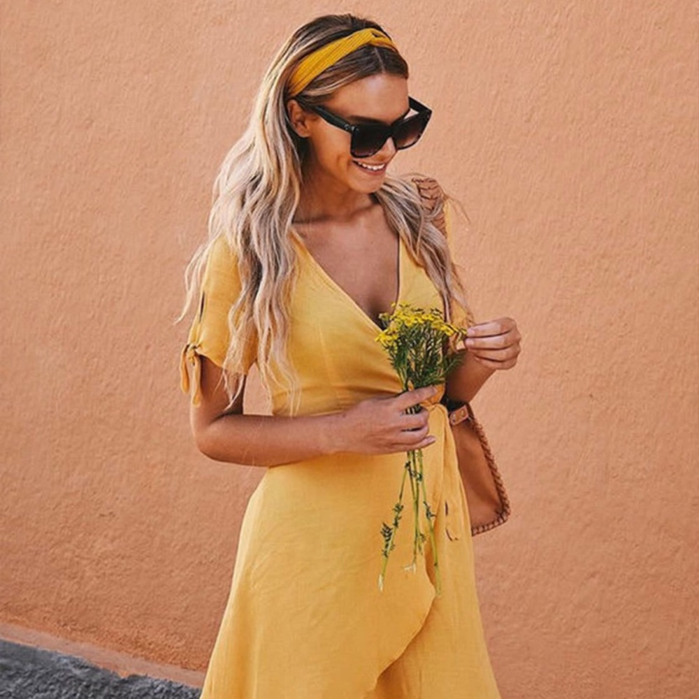 My Philosophy Golden Yellow Wrap Dress